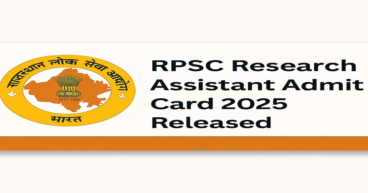 RPSC Research Assistant Admit Card 2025 Released with Rajasthan Public Service Commission official logo.