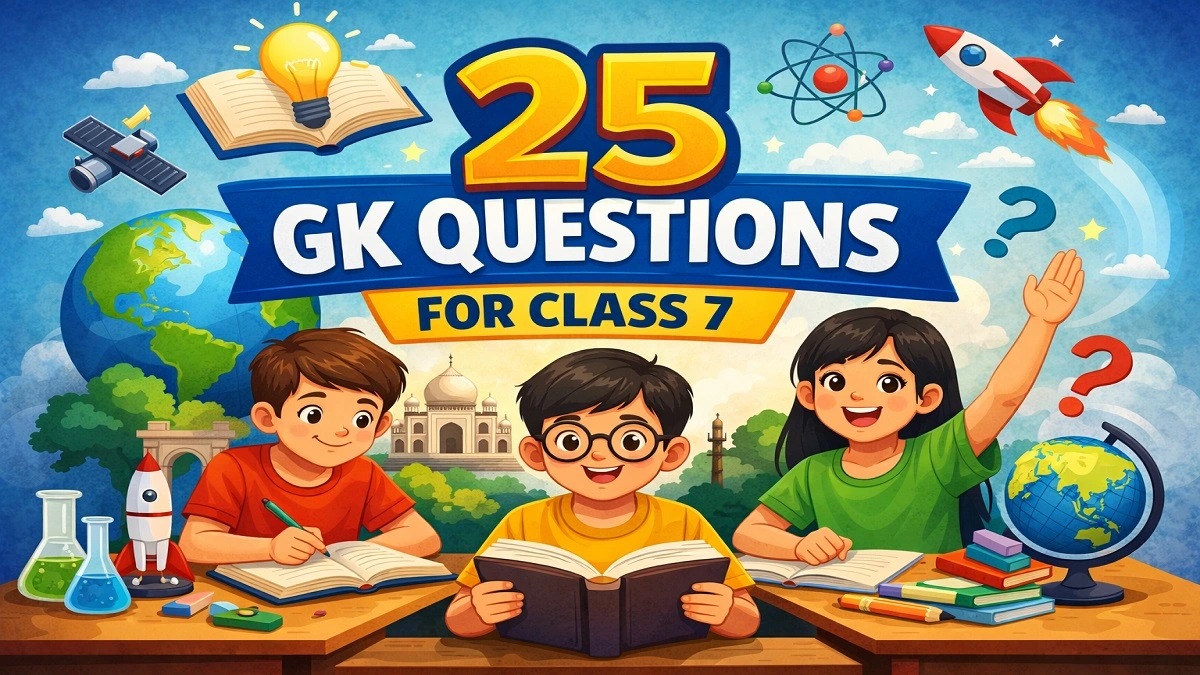 Class 7 students solving general knowledge quiz with 25 questions and answers