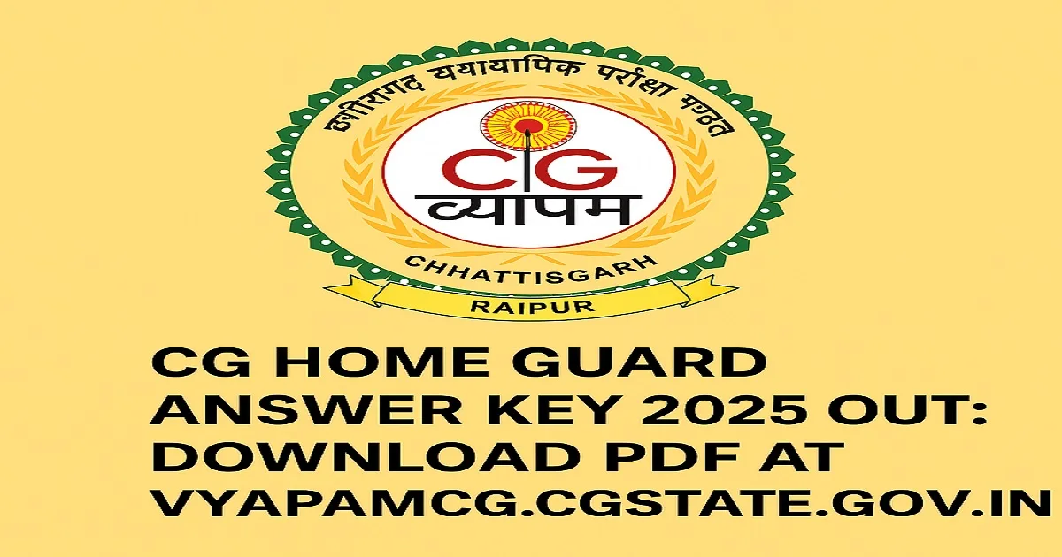 CG Home Guard Answer Key 2025 Official Download Announcement with Logo|CG Vyapam Home Guard Answer Key 2025 Official Download Announcement with Logo