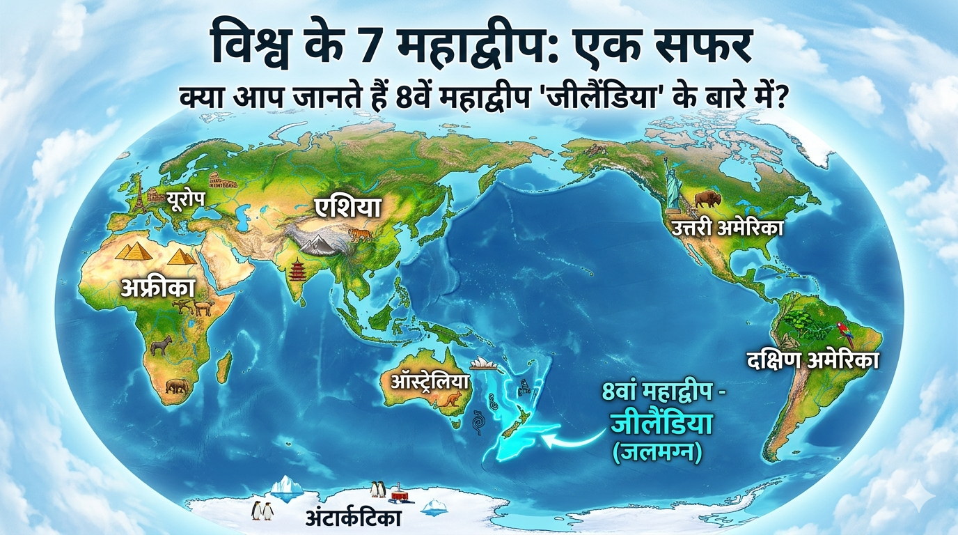 विश्व के 7 महाद्वीपों का मानचित्र, नाम, क्षेत्रफल और देशों की संख्या