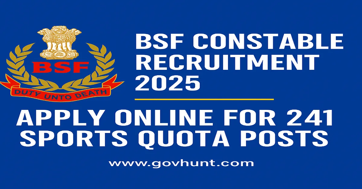 BSF Sports Quota Constable Recruitment 2025 Notification Banner