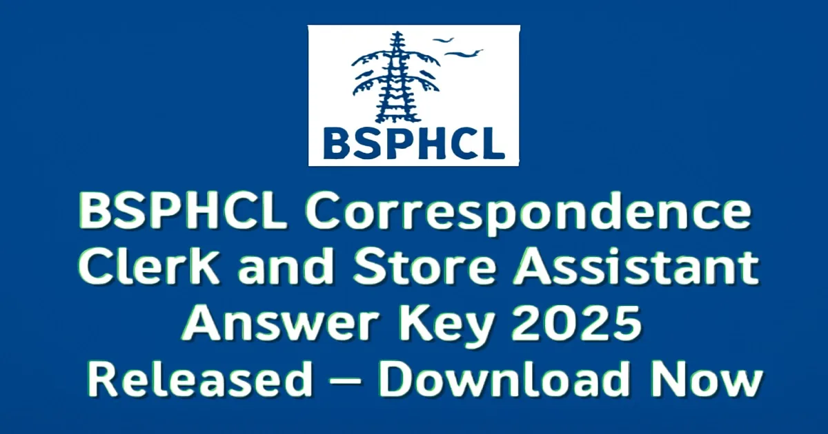 BSPHCL Answer Key 2025 Announcement