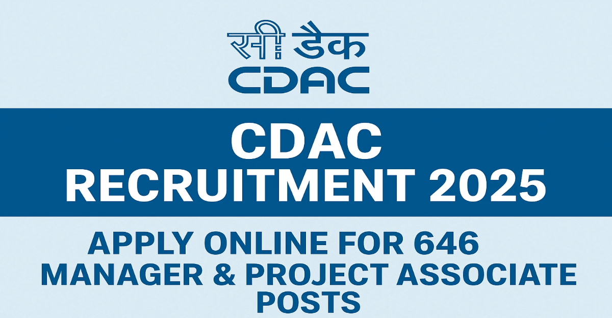 CDAC Manager Project Associate And Other Posts Online Form 2025  – Apply Online