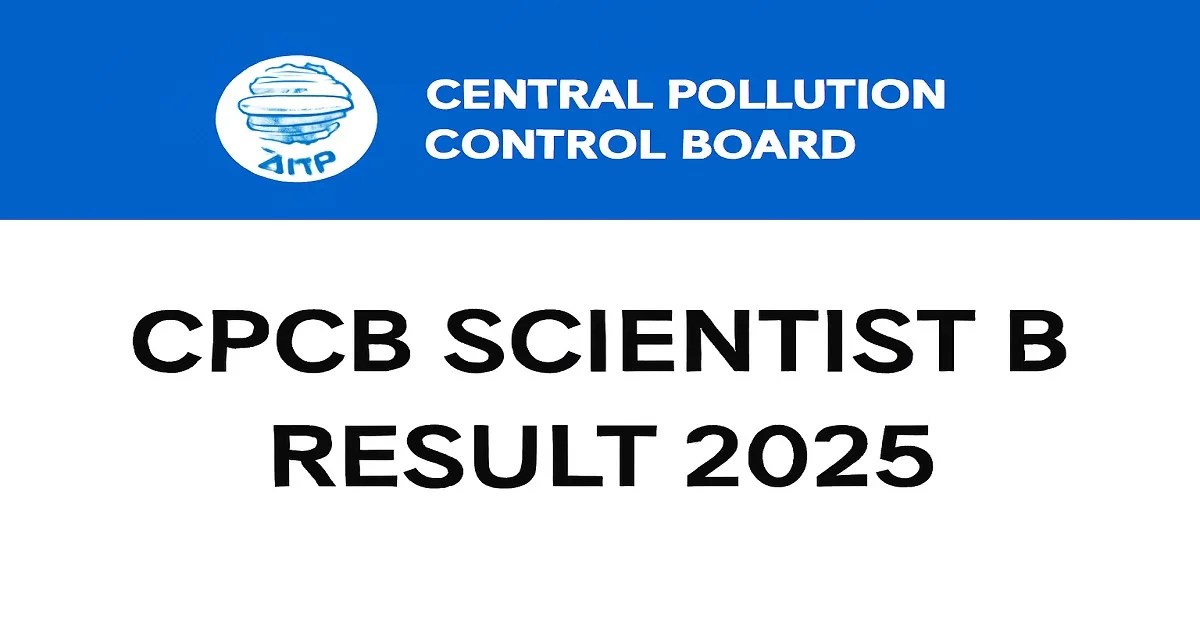CPCB Scientist B Result 2025 announcement graphic with logo.