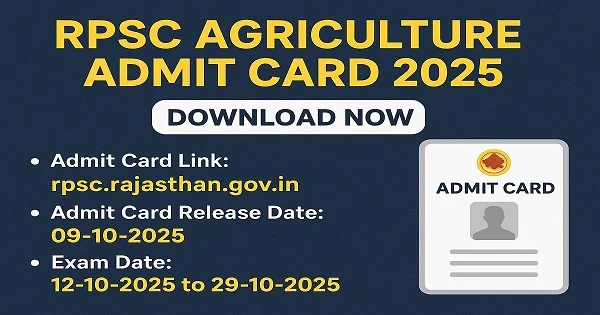 Download RPSC Agriculture Officer Admit Card 2025 Online