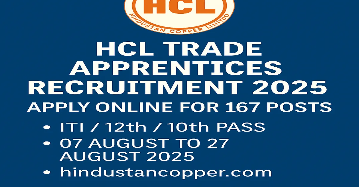 HCL Trade Apprentices Recruitment 2025 Apply Online for 167 Posts