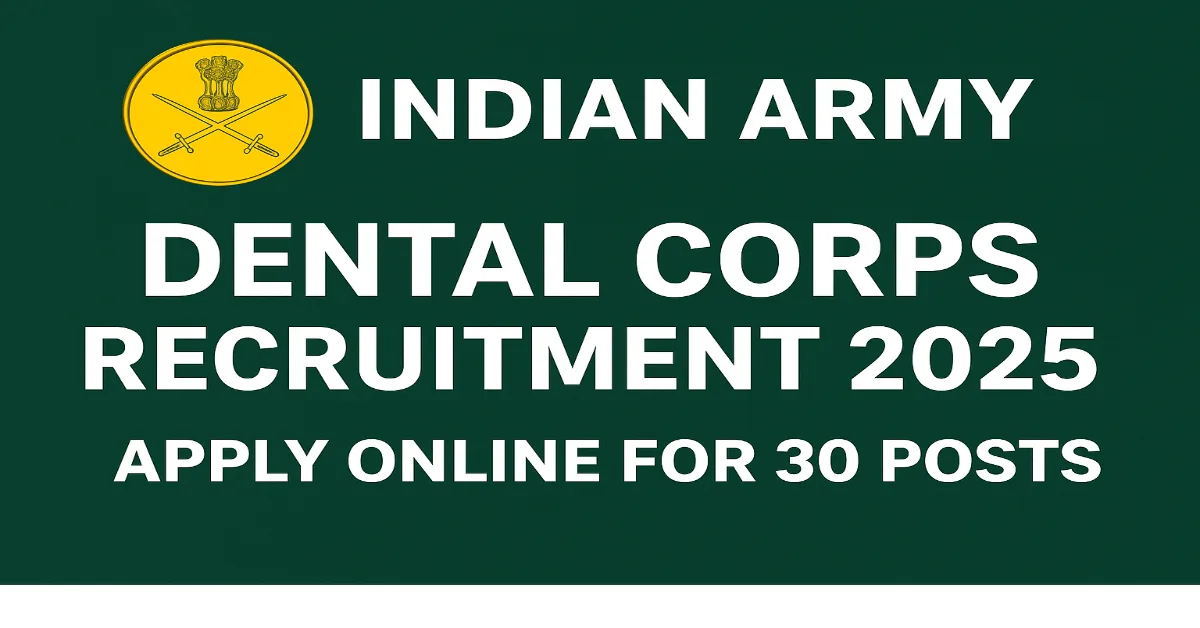 Indian Army Dental Corps Recruitment 2025 Apply Online for 30 Posts|Repco Bank Recruitment 2025 Apply Online for Customer Service Associate Clerk Posts