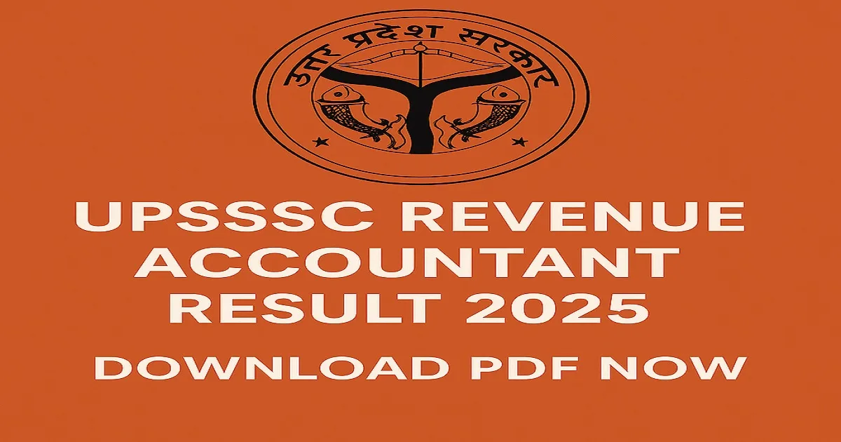 UPSSSC Revenue Accountant Result 2025 announcement with official logo and PDF download prompt