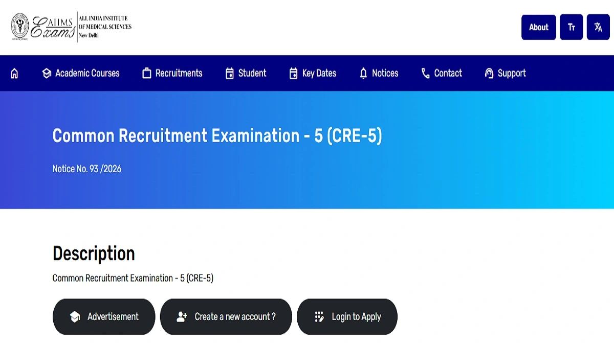 AIIMS CRE-5 Group B and C Recruitment 2026 Apply Online Notification
