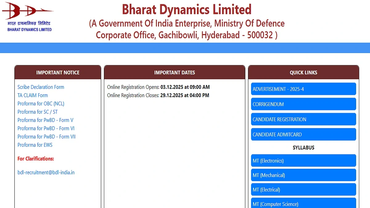 BDL Management Trainee Answer Key 2026 PDF Download and Objection Link