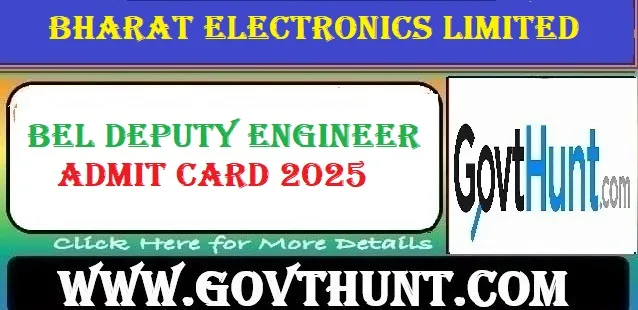 BEL Deputy Engineer Admit Card 2025 Download Link at bel-india.in
