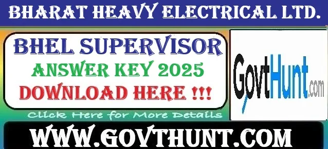 BHEL Supervisor Trainee Answer Key 2025 PDF Download Link