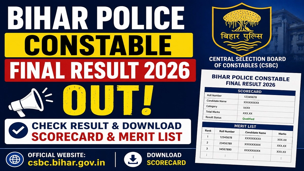 Bihar Police Constable Final Result 2026 scorecard and merit list download