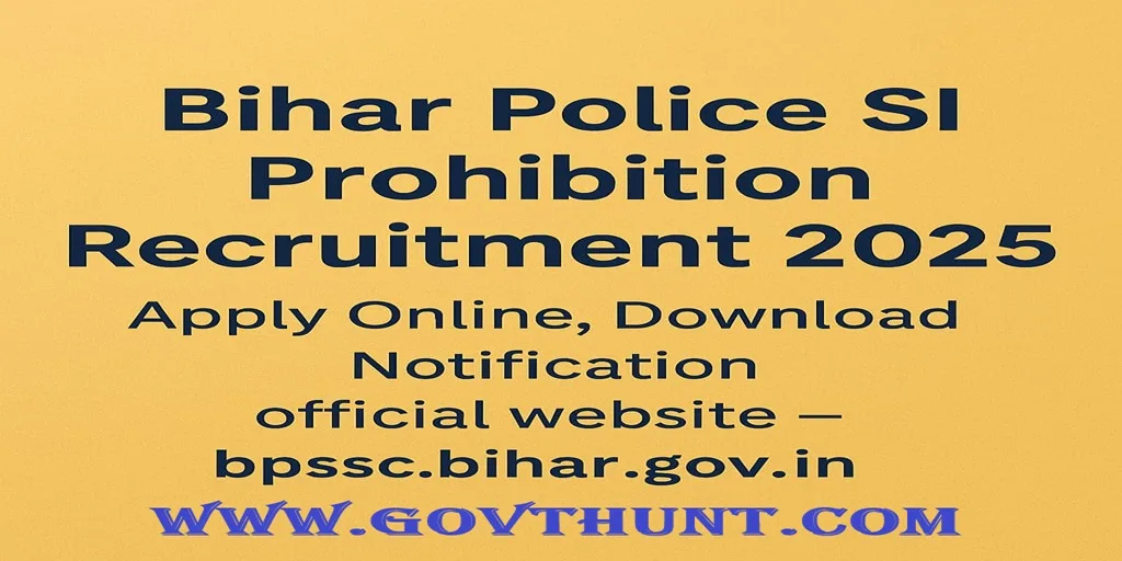 Bihar Police SI Prohibition Recruitment 2025 – Apply Online, Download Notification