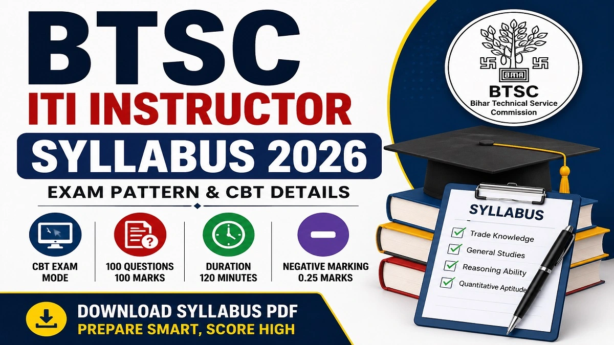 BTSC ITI Instructor Syllabus 2026 PDF and Exam Pattern