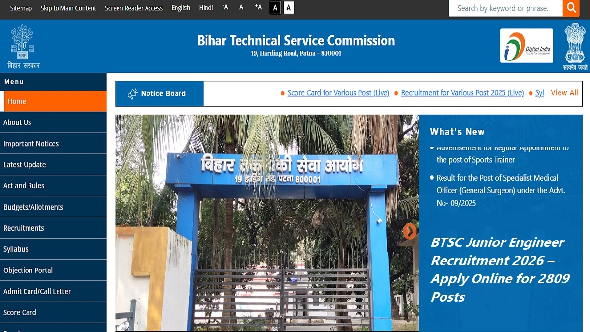 BTSC Junior Engineer Recruitment 2026 Online Application