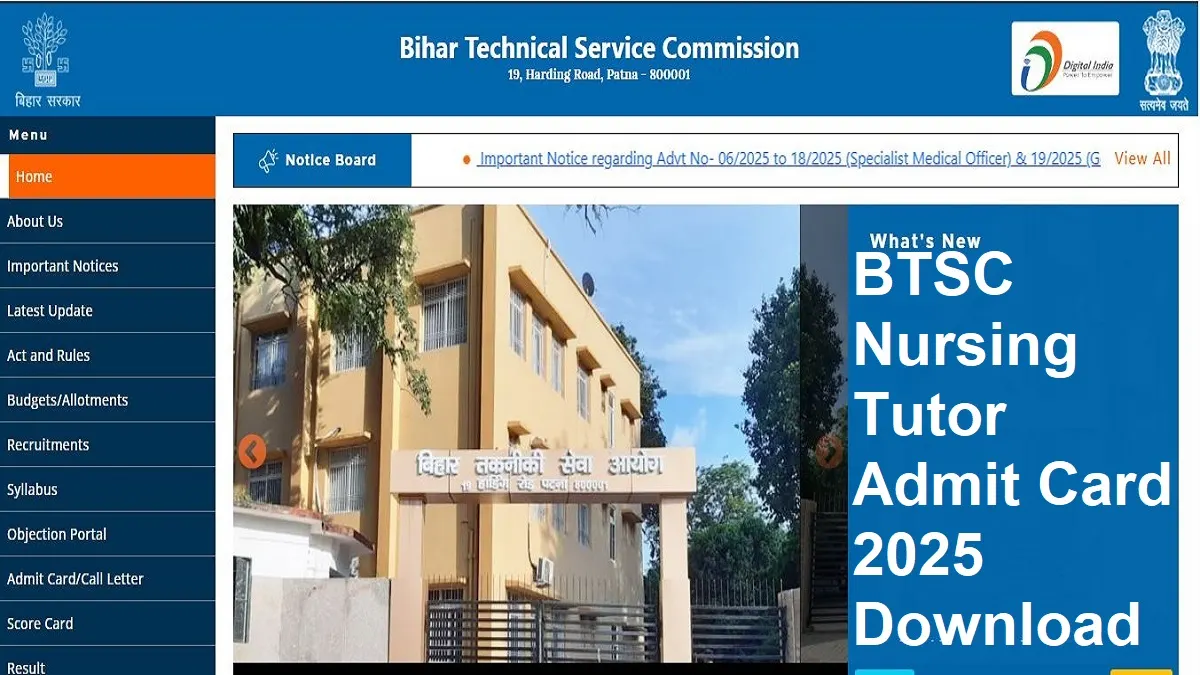 BTSC Nursing Tutor Admit Card 2025 Download