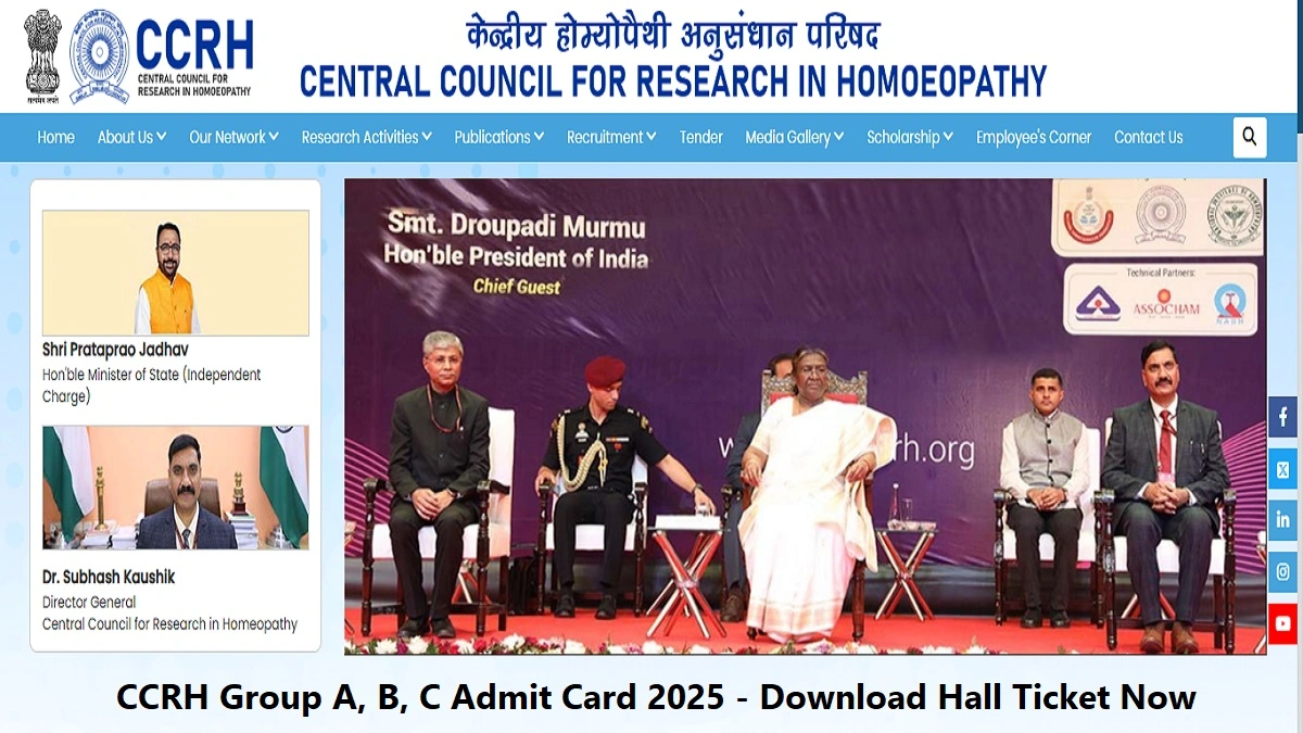 CCRH Group A, B, C Admit Card 2025 - Download Now