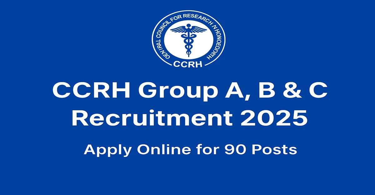 CCRH Recruitment 2025 – Apply Online for 90 Group A, B & C Vacancies