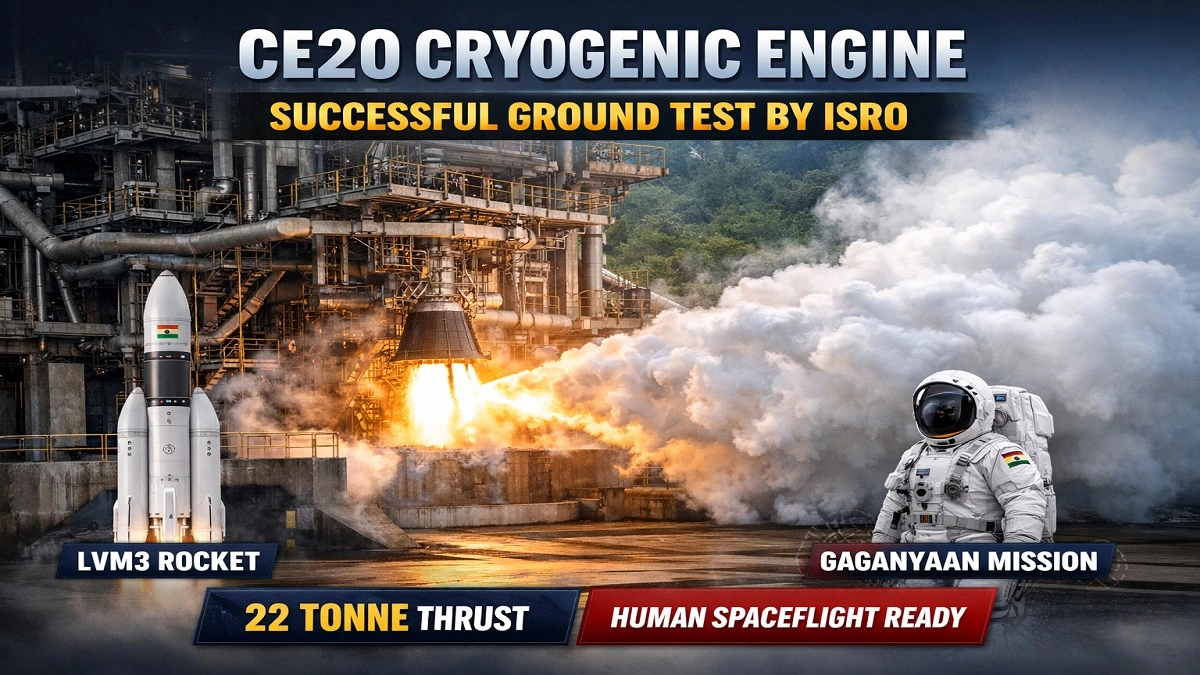 CE20 Cryogenic Engine ground test by ISRO for LVM3 and Gaganyaan mission