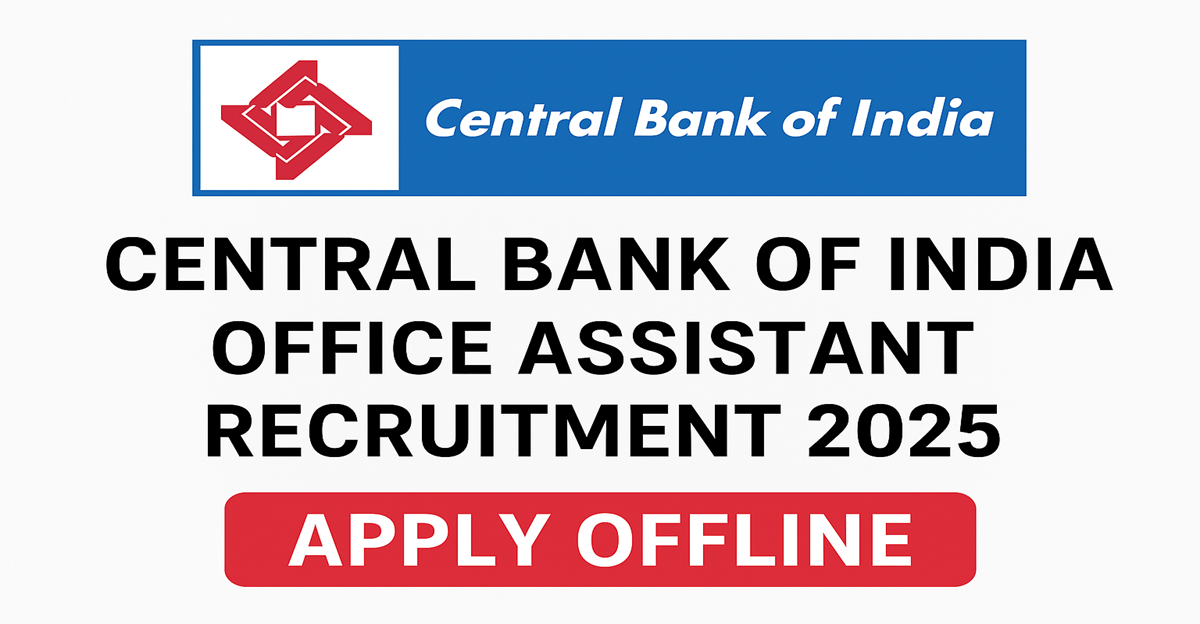 Central Bank of India has released the Office Assistant Recruitment 2025 notification. Eligible candidates with B.Ed, M.A, or MSW qualifications can apply offline before 20 November 2025. Check eligibility, age limit, selection process, and application de
