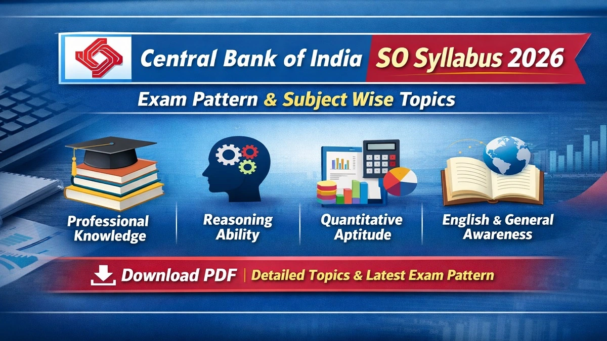 Central Bank of India SO Syllabus 2026 PDF with exam pattern and detailed subject wise topics for Specialist Officer recruitment exam
