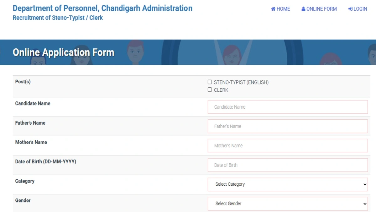 Chandigarh Clerk and Steno Recruitment 2026 Apply Online