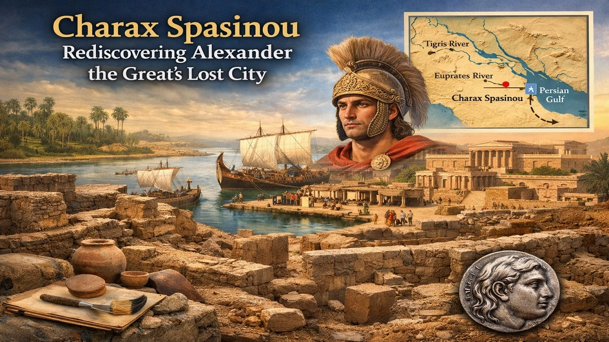 इराक में स्थित प्राचीन Charax Spasinou शहर के अवशेष, जो सिकंदर महान के हेलेनिस्टिक काल और समुद्री व्यापार नेटवर्क से जुड़ा था