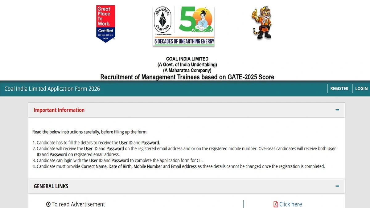 Coal India CIL MT Recruitment 2026 Through GATE for 276 Vacancies