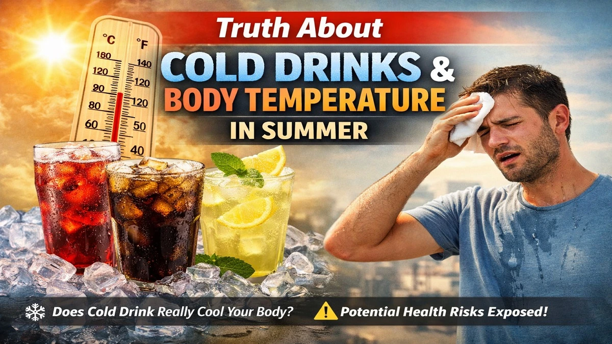 Cold drinks in summer and body temperature health concept