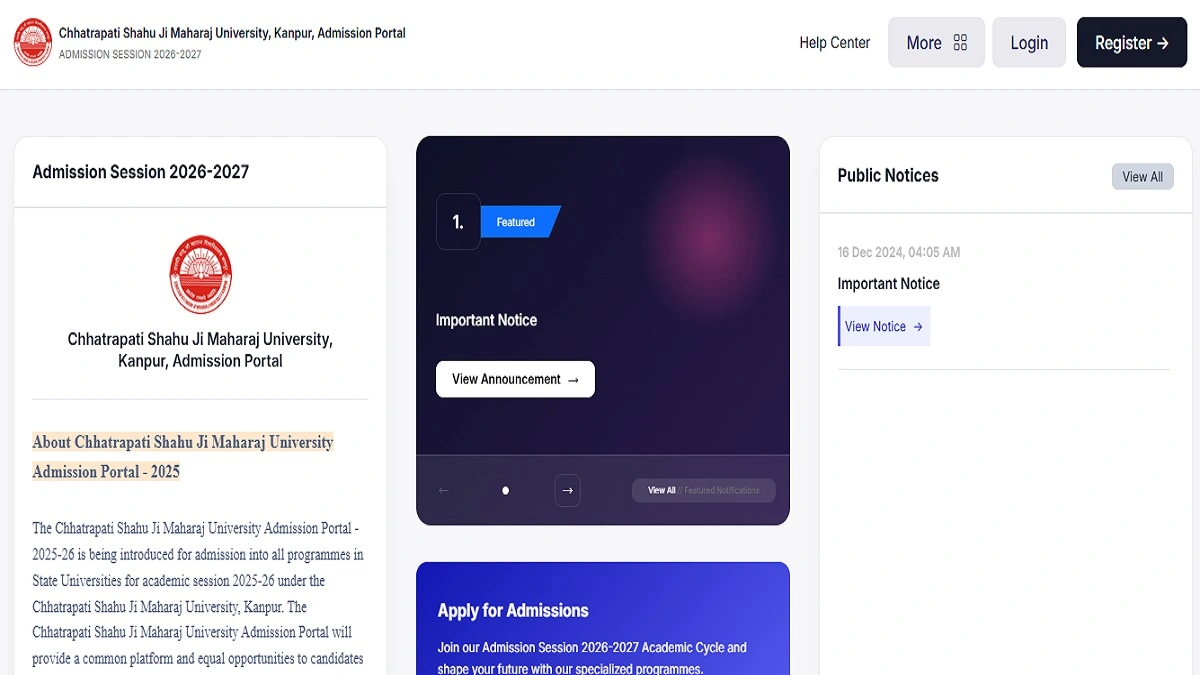 CSJM Kanpur University Admissions 2026 Apply Online Form