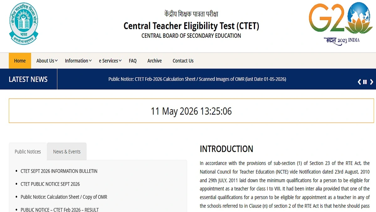 CTET September 2026 Online Application Form Notification