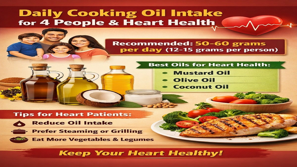 4 लोगों के लिए रोजाना तेल की मात्रा और दिल की सेहत