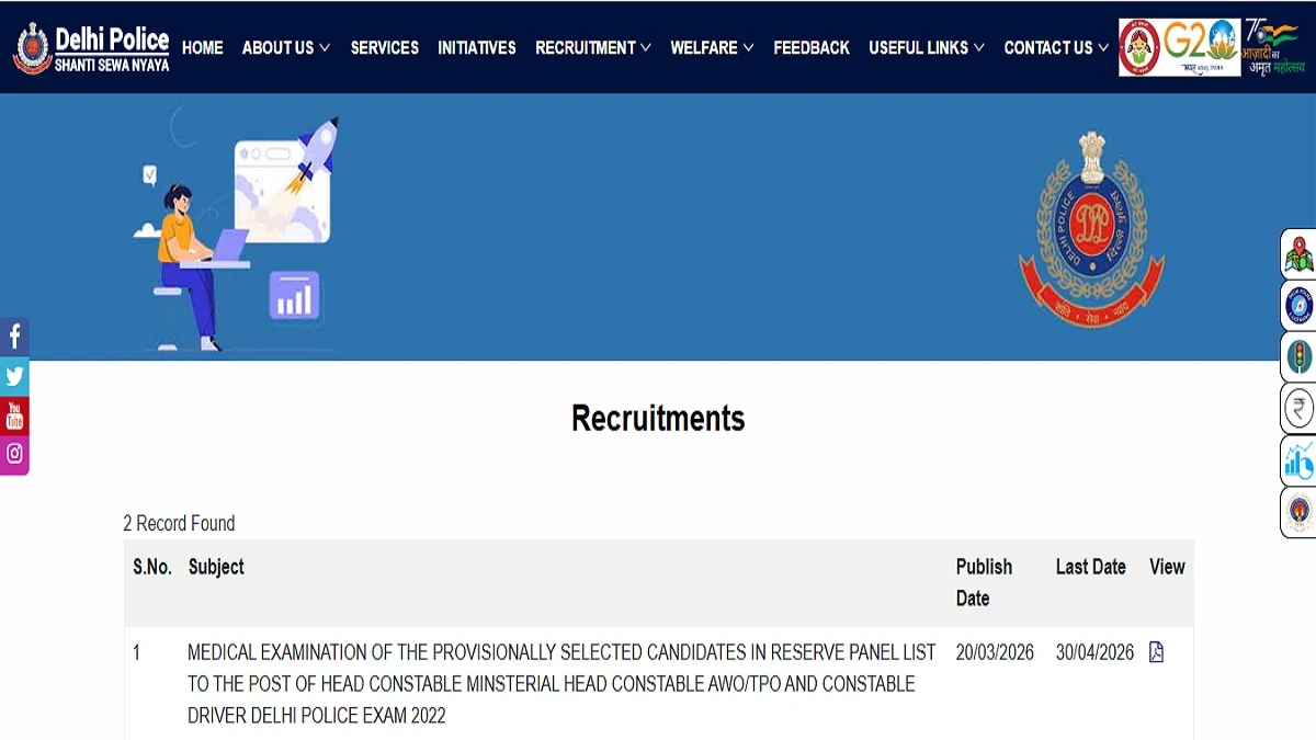 Delhi Police Head Constable and Constable Driver Result 2026 Scorecard Download