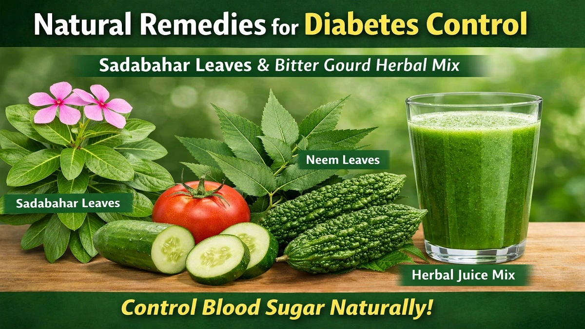 सदाबहार के पत्ते, करेला, नीम और खीरा-टमाटर से बना डायबिटीज कंट्रोल हर्बल जूस