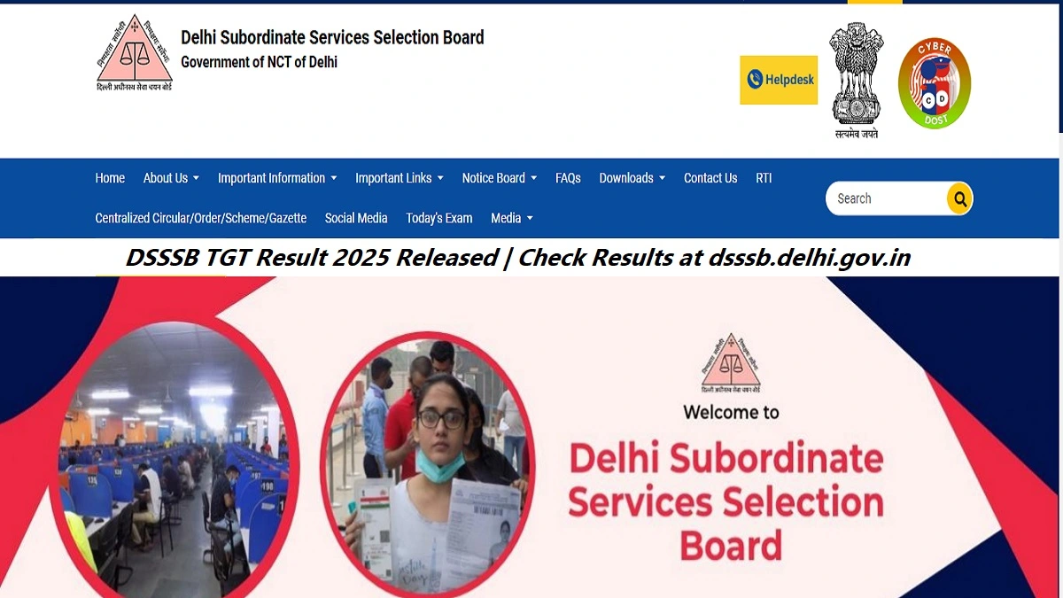 DSSSB TGT Result 2025 - Official Release