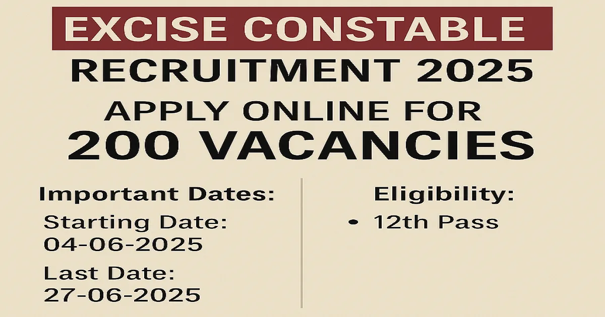 CG Vyapam Excise Constable Recruitment 2025 – Apply Online for 200 Vacancies