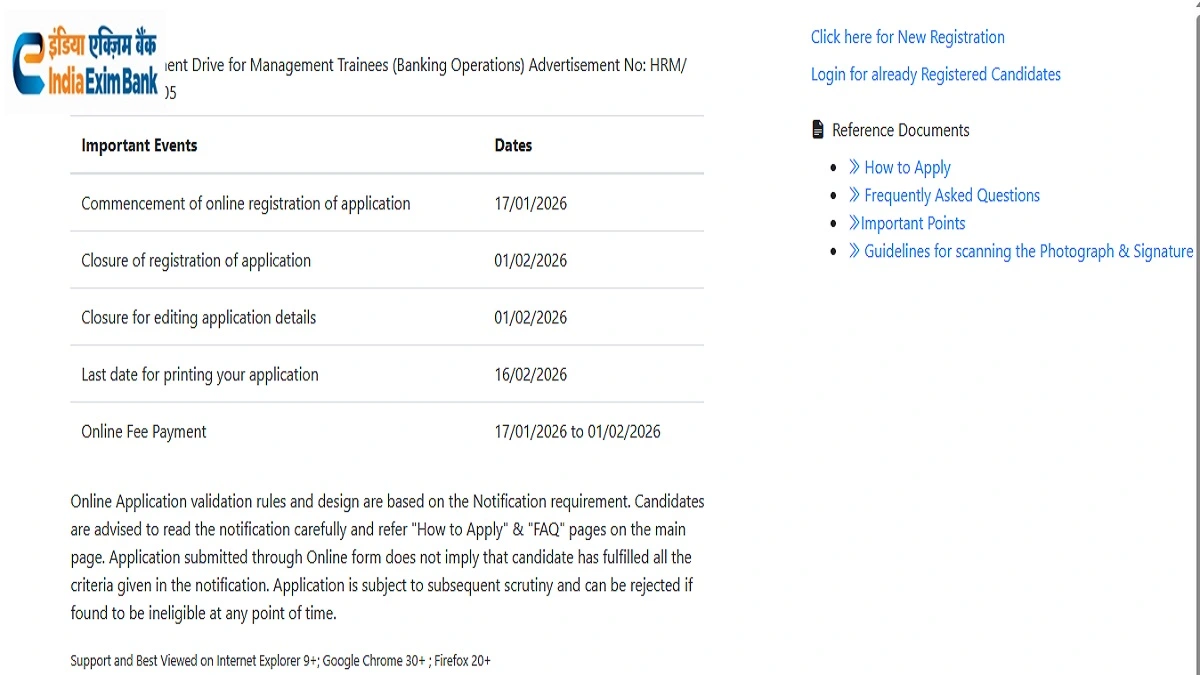 EXIM Bank MT Recruitment 2026 – Apply Online for 40 Management Trainee Vacancies