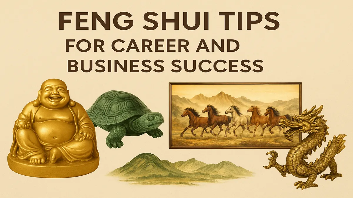 Feng Shui tips for success in job and business with laughing buddha, feng shui turtle and dragon