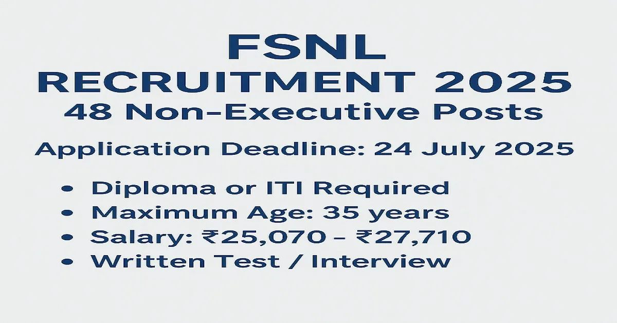FSNL Recruitment 2025 Featured Image|FSNL Recruitment 2025 – Apply for 50 Non-Executive Posts (Advt No 02/2025)