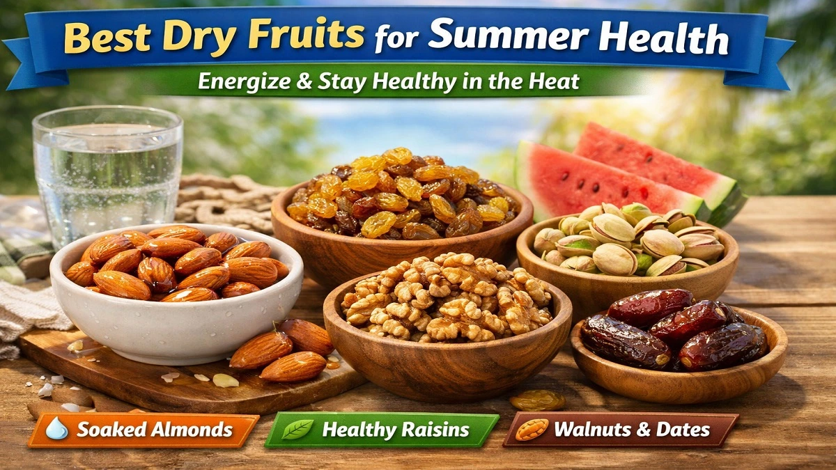 Best dry fruits for summer including almonds, raisins, walnuts, pistachios and dates for energy and health