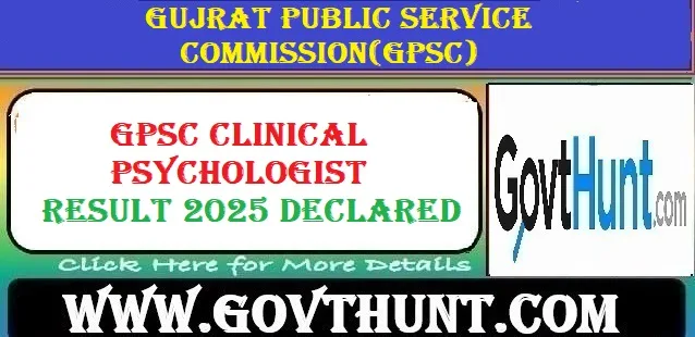 GPSC Clinical Psychologist Result 2025 PDF Download Link