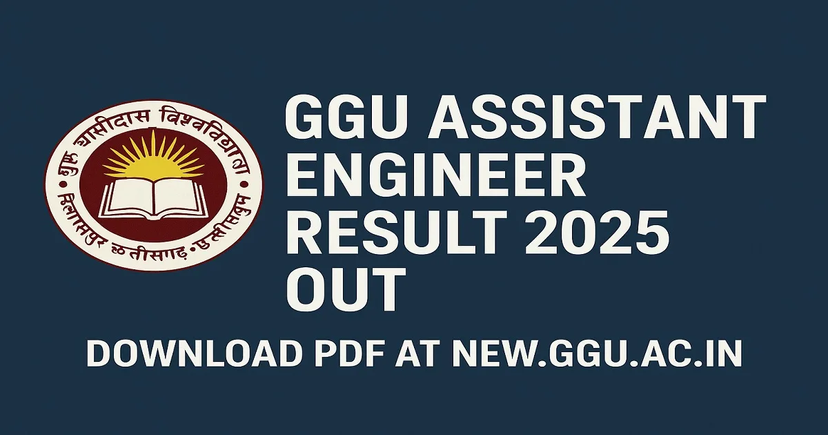 GGU Assistant Engineer Result 2025 announcement with official logo and download link