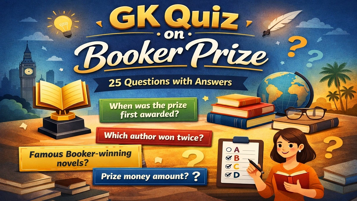 GK Quiz on Booker Prize with 25 multiple choice questions covering history, winners, and literary importance