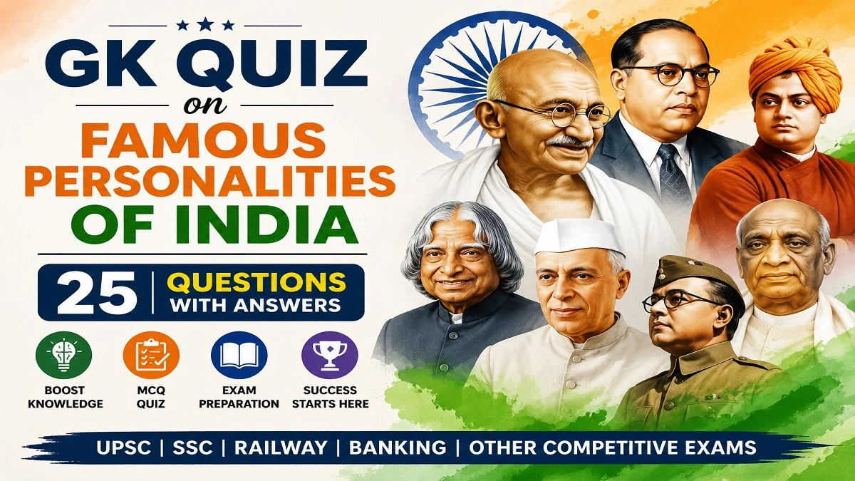 GK Quiz on Famous Personalities of India with 25 MCQ Questions and Answers