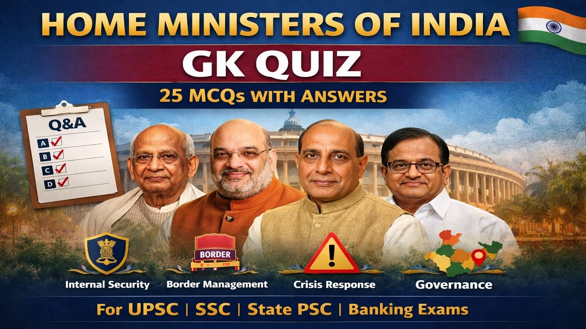 GK Quiz on Home Ministers of India with 25 multiple choice questions and answers for competitive exams