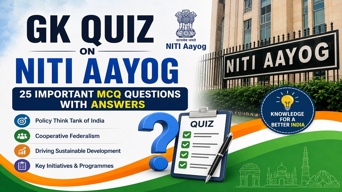 GK Quiz on NITI Aayog with 25 MCQ Questions and Answers for Competitive Exams