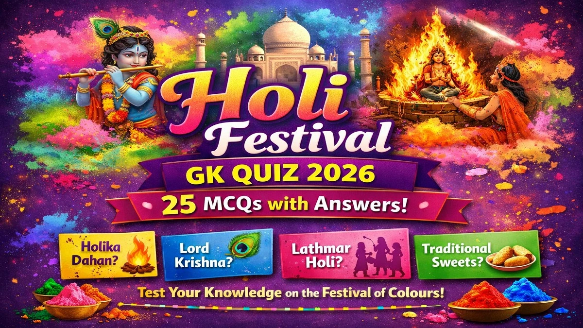 Top 25 Holi General Knowledge Questions with Answers – Festival of Colours MCQ Quiz 2026