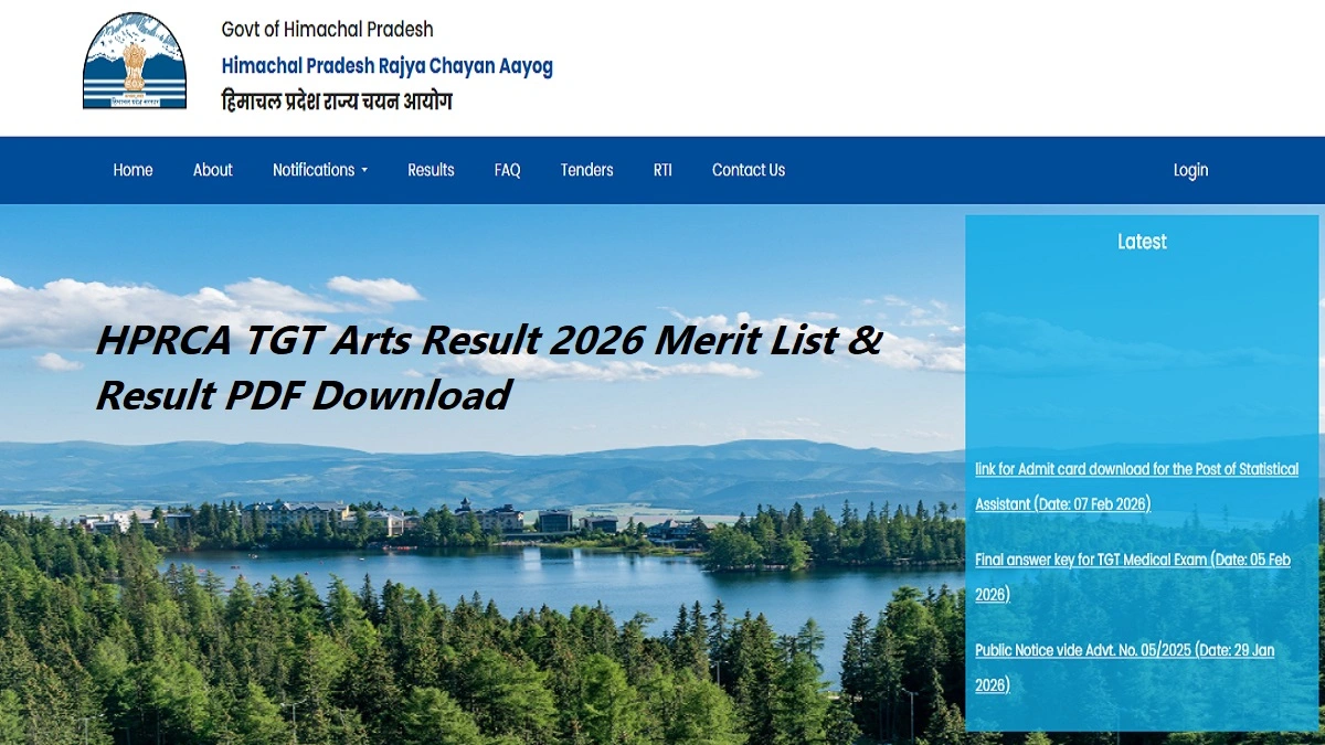HPRCA TGT Arts Result 2026 merit list and result PDF download