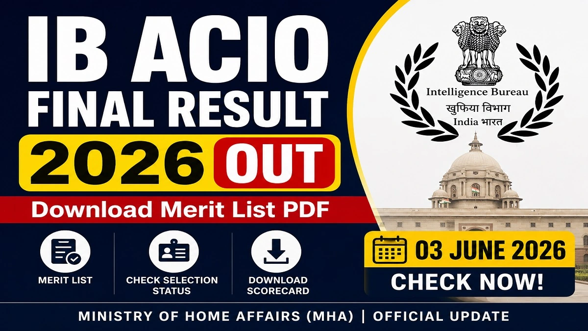 IB ACIO Final Result 2026 merit list PDF download and selected candidates list released by MHA